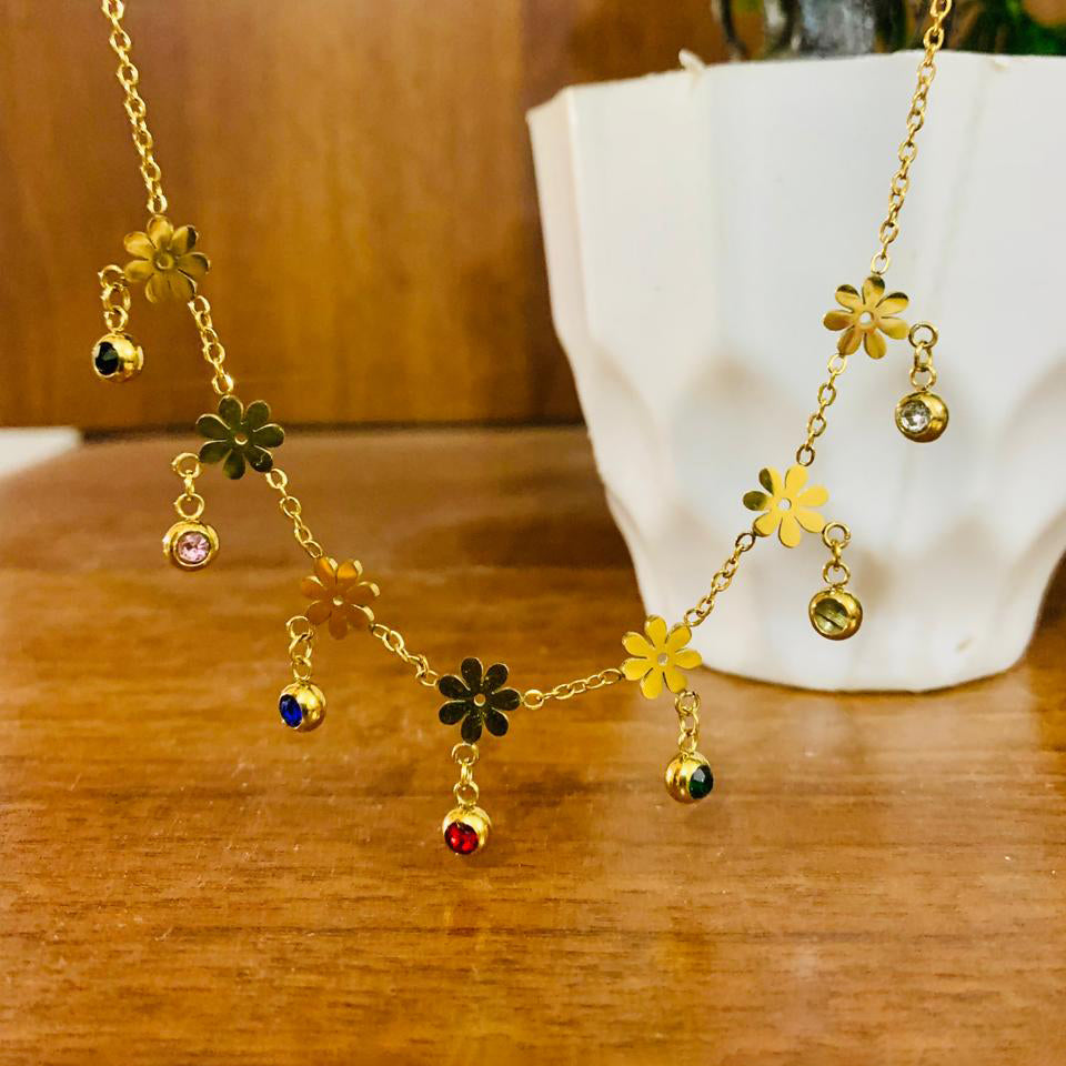 Elegant Floral Multicolor Pendant Necklace
